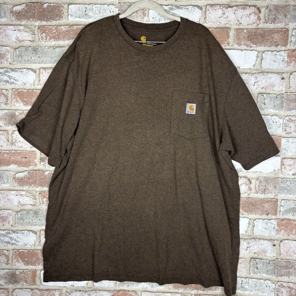 Carhartt Force Brown Crew Neck Pocket Tee Short Sleeve T-shirt 2XL Outdoors